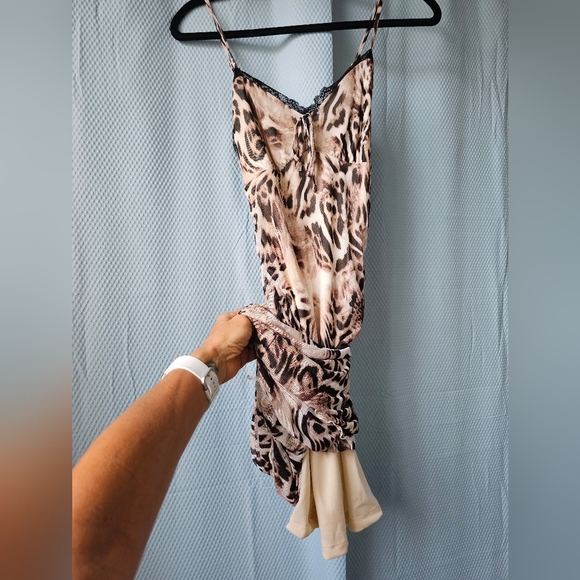 NWT - Long Mesh Animal Print Maxi Dress with Black Lace- Lined - Size Small - Picture 7 of 11